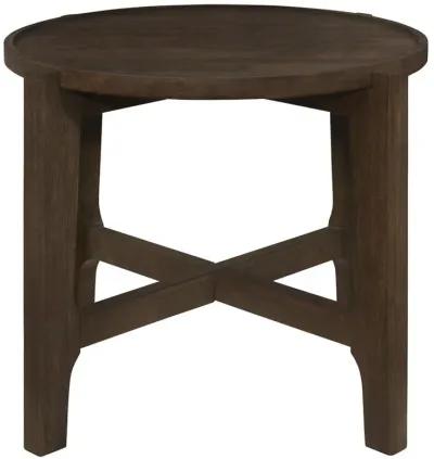 Cota - Round Solid Wood End Table - Dark Brown