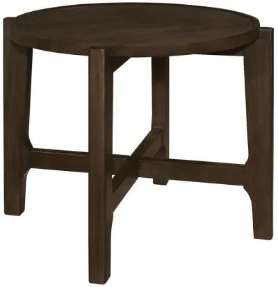 Cota - Round Solid Wood End Table - Dark Brown