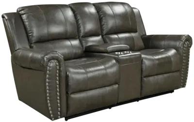 2-Piece Living Room Set: Power Reclining Sofa & Stationary Loveseat - Top Grain Leather