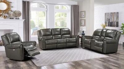 2-Piece Living Room Set: Power Reclining Sofa & Stationary Loveseat - Top Grain Leather