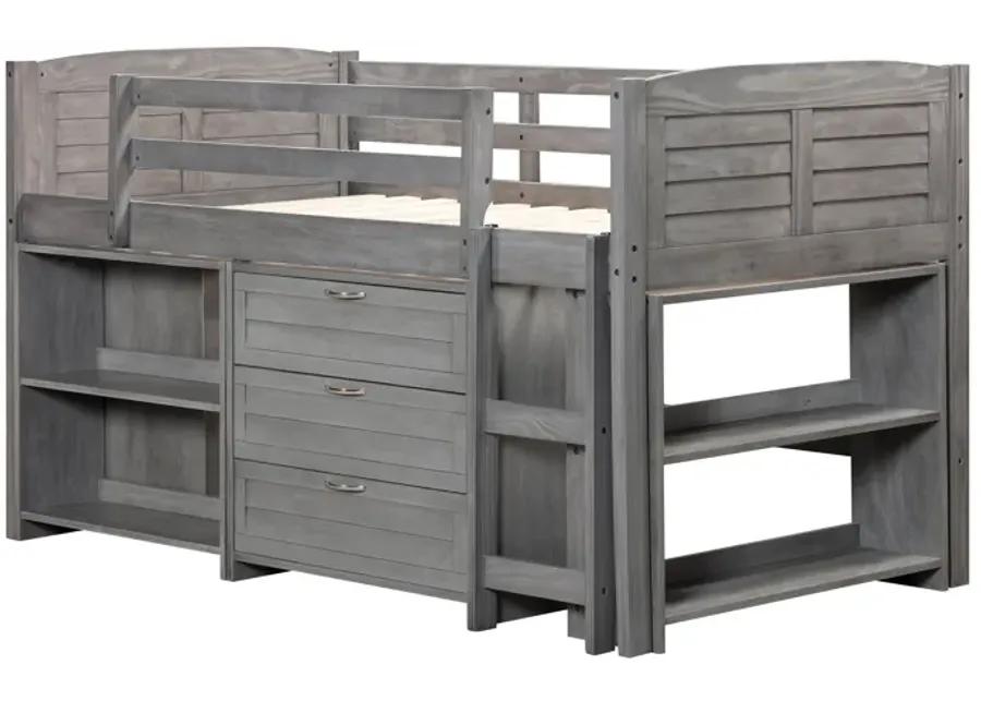 5-Piece Twin-Size Loft Storage Bed with Shelves