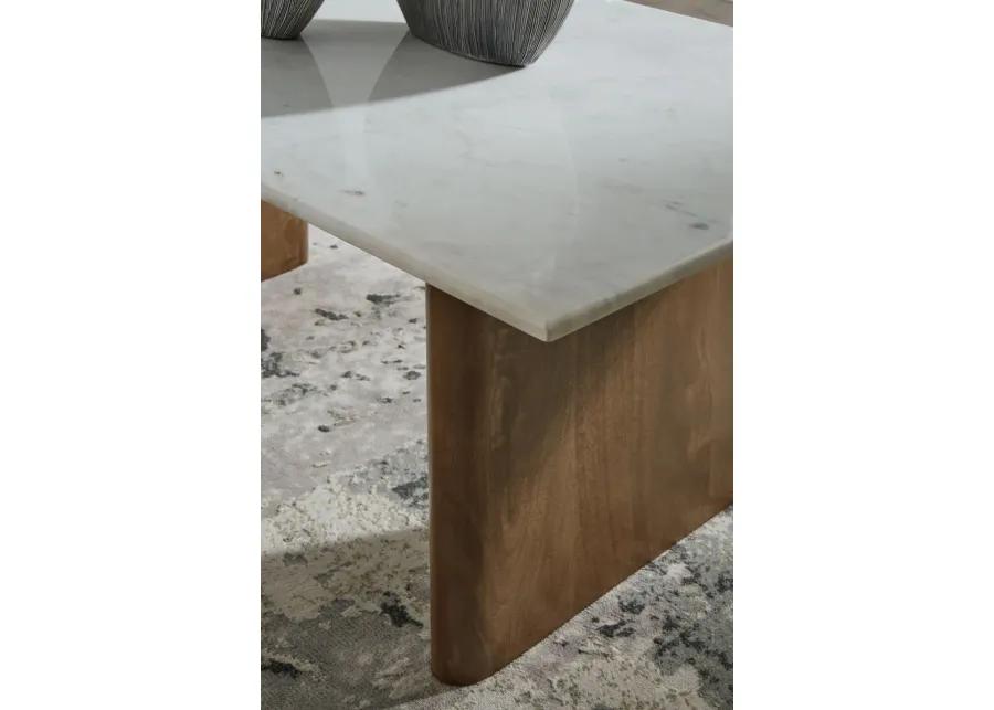 Isanti - Light Brown / White - Rectangular Cocktail Table