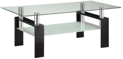 Dyer - 1-Shelf Rectangular Glass Top Coffee Table - Black