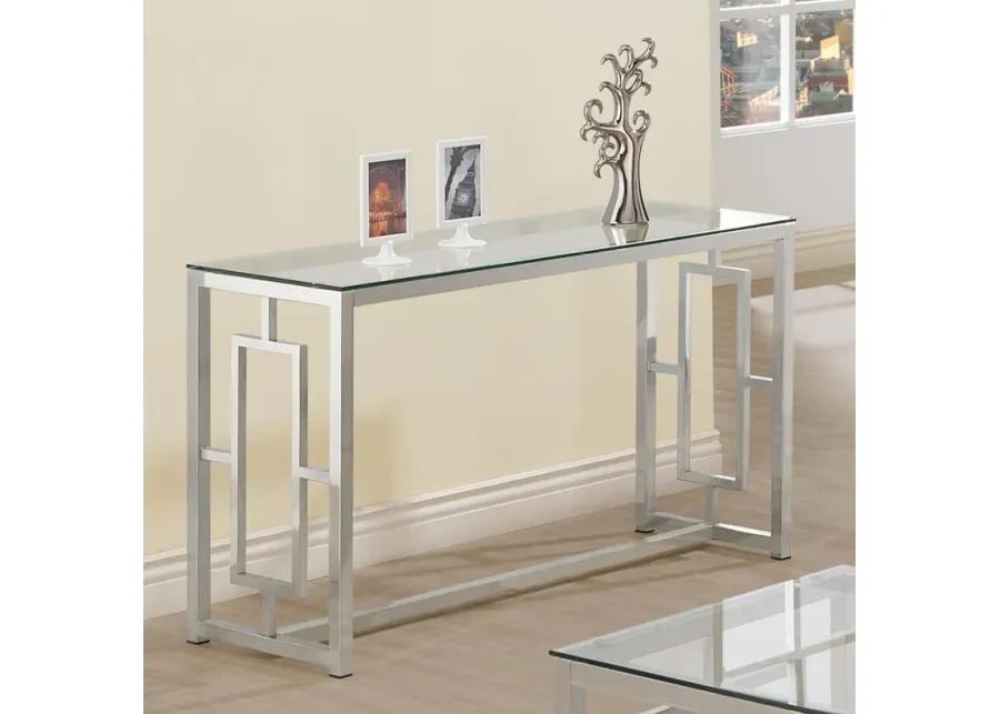 Merced - Rectangle Glass Top Sofa Table - Nickel