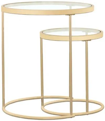 Maylin - 2 Piece Round Glass Top Nesting Tables - Gold