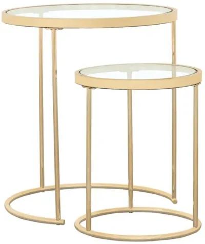 Maylin - 2 Piece Round Glass Top Nesting Tables - Gold