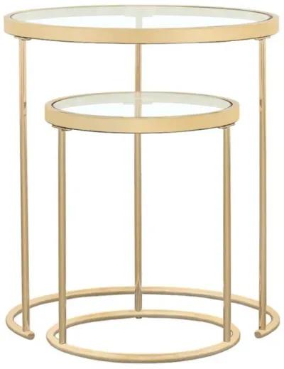 Maylin - 2 Piece Round Glass Top Nesting Tables - Gold