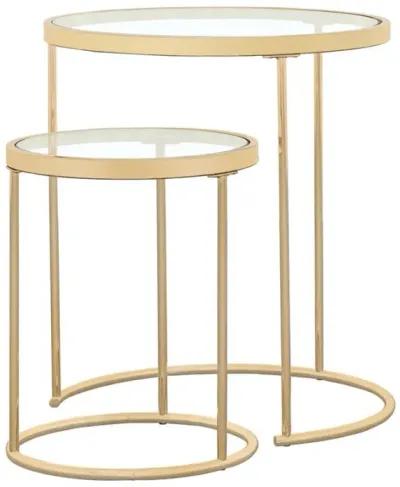 Maylin - 2 Piece Round Glass Top Nesting Tables - Gold