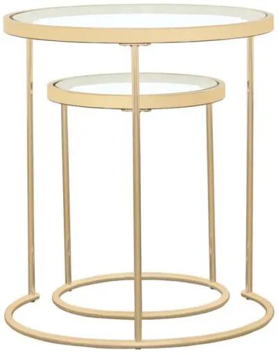 Maylin - 2 Piece Round Glass Top Nesting Tables - Gold