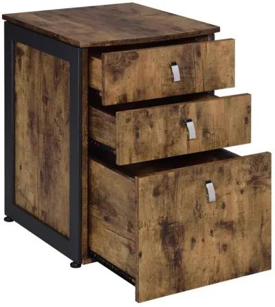 Estrella - 2 Piece Office Desk File Cabinet Set - Rustic Nutmeg