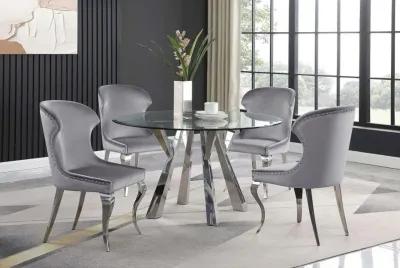 Alaia - Round Clear Glass Top Dining Table - Chrome