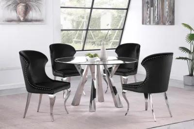 Alaia - Round Clear Glass Top Dining Table - Chrome