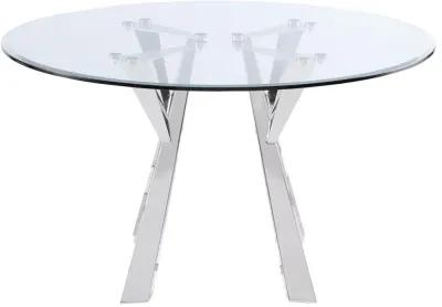 Alaia - Round Clear Glass Top Dining Table - Chrome