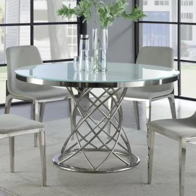 Irene - Round Glass Top Dining Table - Chrome