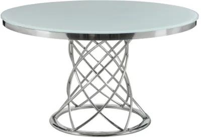 Irene - 5 Piece Round Glass Top Dining Set - White And Chrome