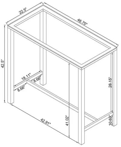 Tolbert - Rectangular Glass Top Pub Bar Table - Chrome