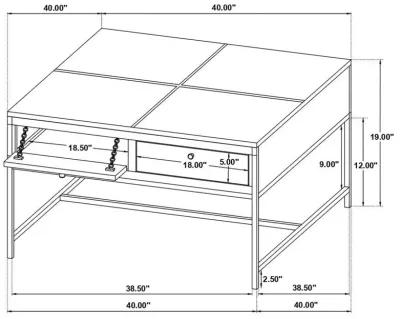 Stephie - 4-Drawer Square Glass Top Coffee Table - Honey Brown