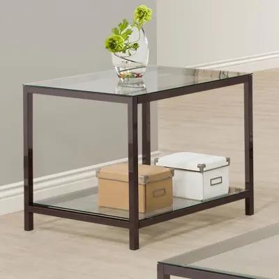 Trini - 1-Shelf Glass Top Side End Table - Black Nickel