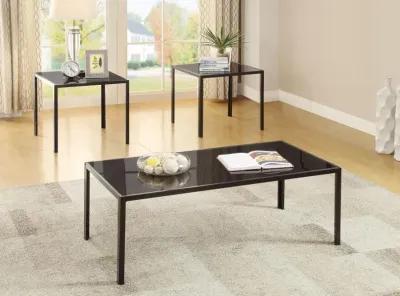 Brock - Rectangular Glass Top Coffee Table Set - Black