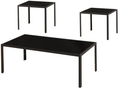 Brock - Rectangular Glass Top Coffee Table Set - Black