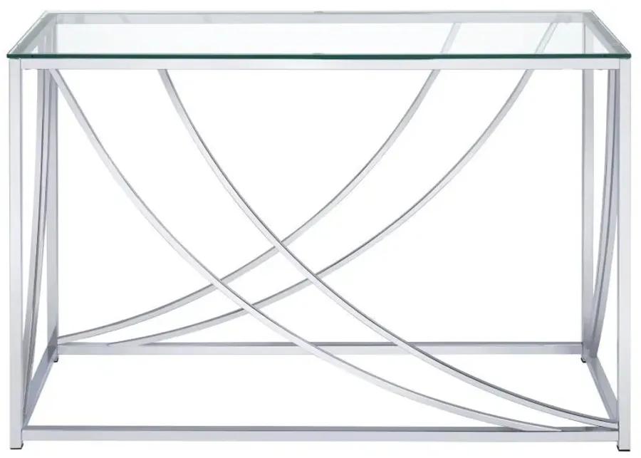 Lille - Glass Top Rectangular Sofa Table Accents - Chrome