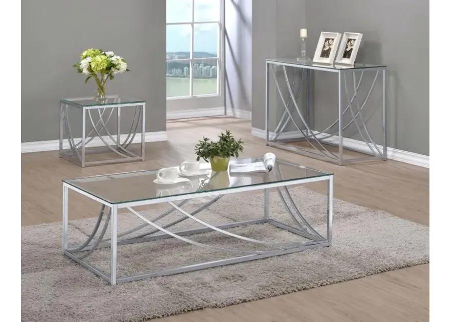 Lille - Glass Top Rectangular Sofa Table Accents - Chrome