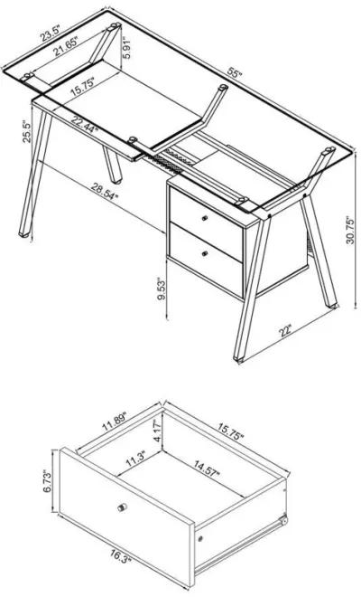 Weaving - 2-Drawer Computer Desk Keyboard Tray - Black