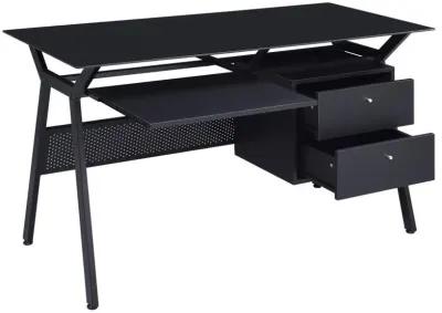 Weaving - 2-Drawer Computer Desk Keyboard Tray - Black