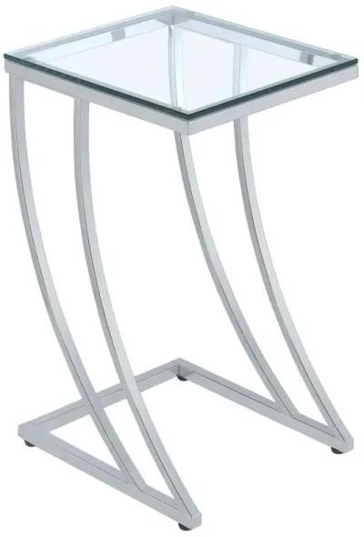 Cayden - Rectangular Glass Top Sofa Side Table - Chrome