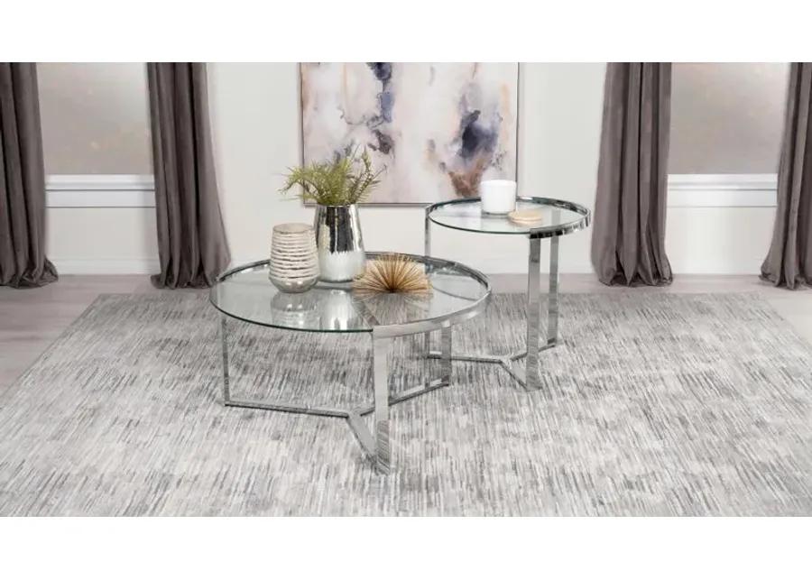 Delia - Round Glass Top Nesting Coffee Table