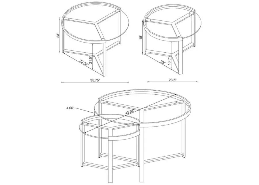 Delia - Round Glass Top Nesting Coffee Table