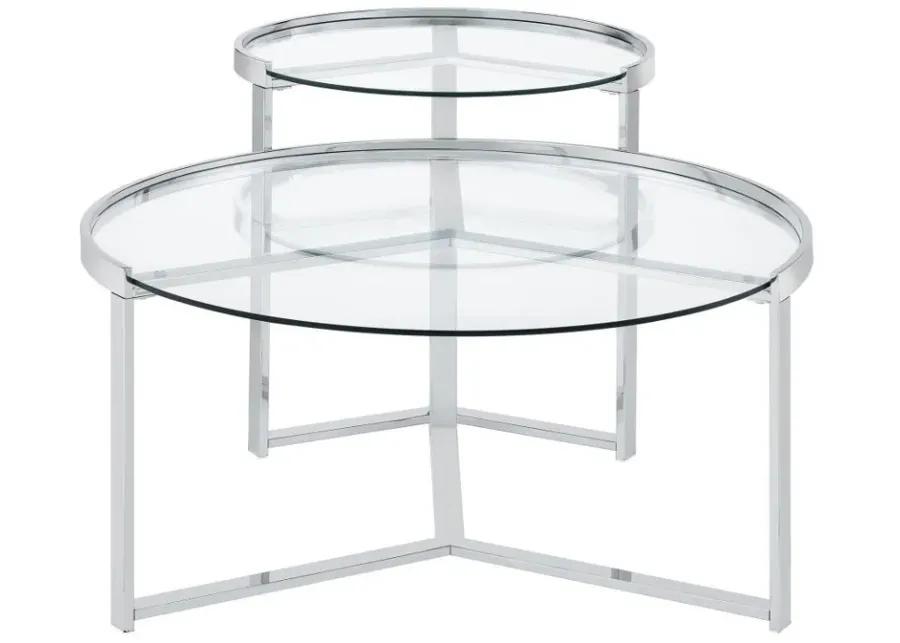 Delia - Round Glass Top Nesting Coffee Table