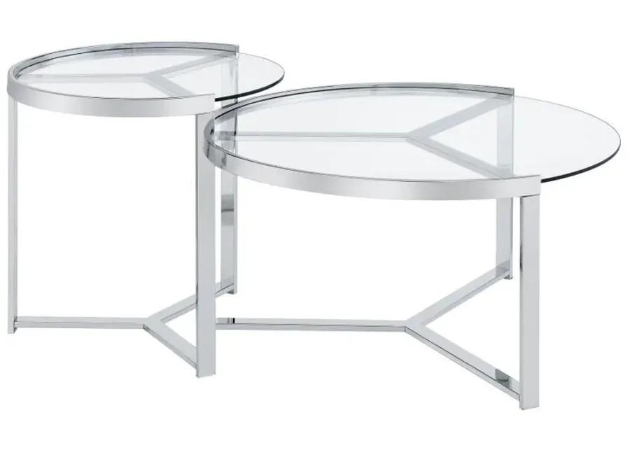 Delia - Round Glass Top Nesting Coffee Table