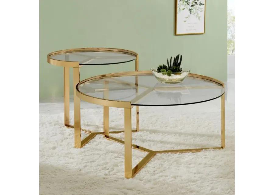 Delia - Round Glass Top Nesting Coffee Table