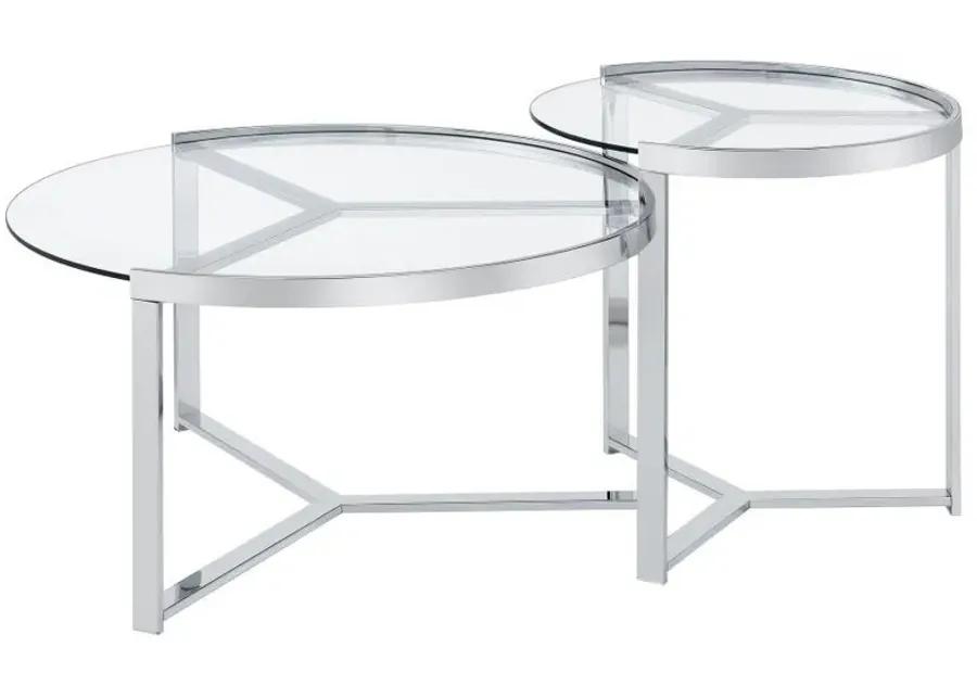 Delia - Round Glass Top Nesting Coffee Table