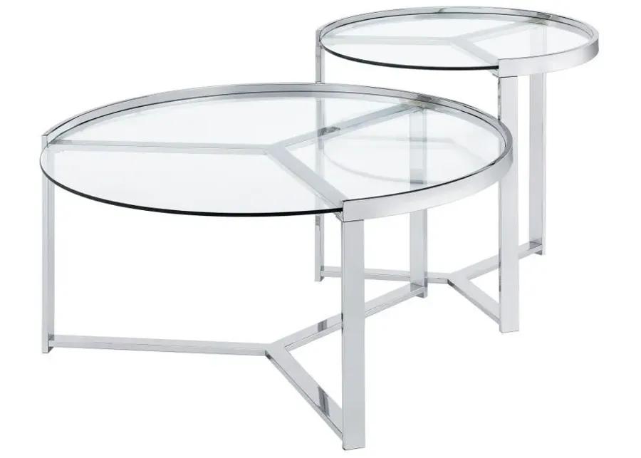 Delia - Round Glass Top Nesting Coffee Table