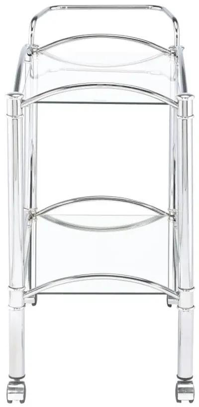 Shadix - 2-Tier Rectangular Glass Shelf Metal Bar Cart - Chrome