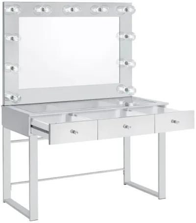 Umbridge - 3-Drawer Vanity Set With Lighting - Chrome And White