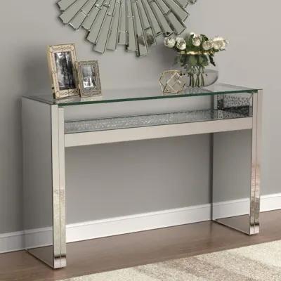 Edna - Mirrored Acrylic Console Table LED Lighting - Silver