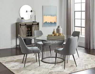 Granvia - Round Glass Top Dining Table - Clear And Gunmetal