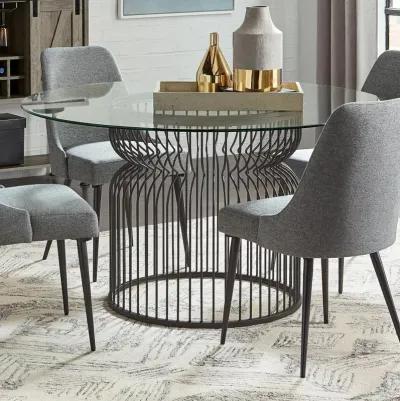 Granvia - Round Glass Top Dining Table - Clear And Gunmetal