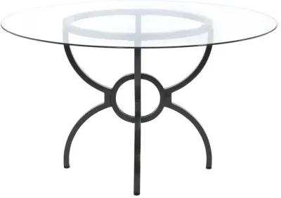 Aviano - Round Glass Top Metal Dining Table - Gunmetal