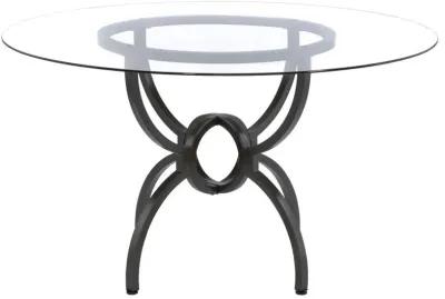 Aviano - Round Glass Top Metal Dining Table - Gunmetal