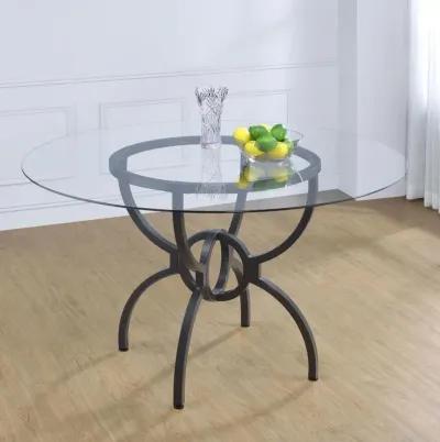 Aviano - Round Glass Top Metal Dining Table - Gunmetal