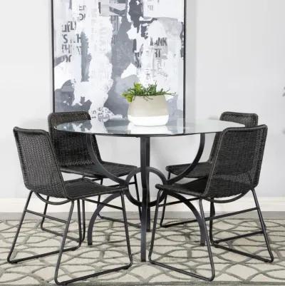 Aviano - Round Glass Top Metal Dining Table - Gunmetal