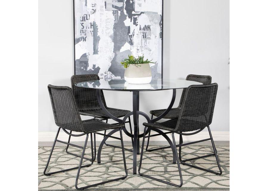 Aviano - Round 5 Piece Dining Set - Gunmetal And Brown