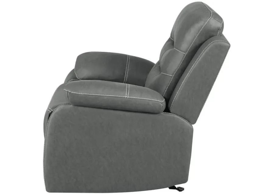 Nova - Upholstered Glider Recliner Chair - Dark Grey