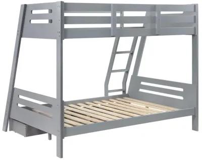 Trisha - 2-Drawer Wood Twin Over Full Bunk Bed - Gray