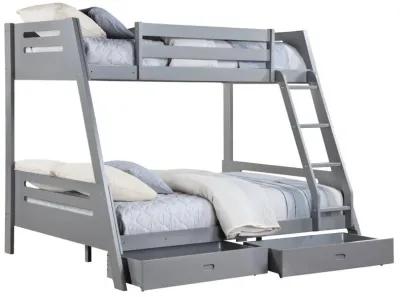 Trisha - 2-Drawer Wood Twin Over Full Bunk Bed - Gray