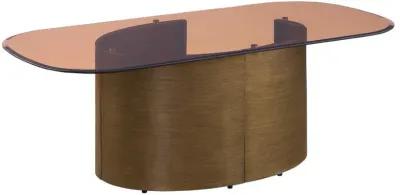 Morena - Rectangular Tawny Glass Coffee Table - Brushed Bronze